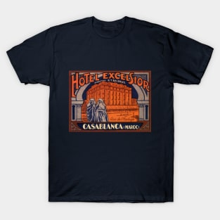 Vintage Travel Poster, Hotel Excelsior, Casablanca, Morocco T-Shirt